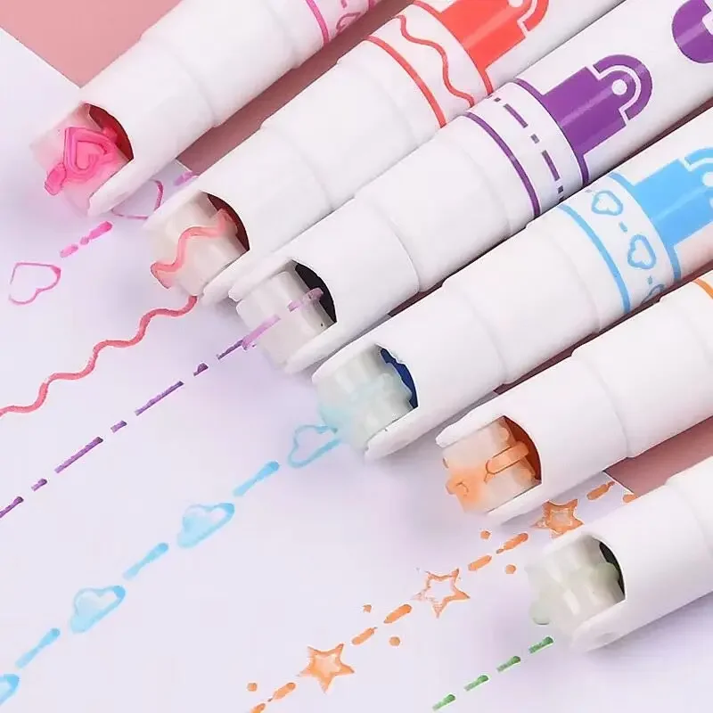 3/6 stks/set Kawaii Bloemen Lijnvormige Markeerstiften Roller Tip Curve Liner Marker voor Schrijven Journaling Tekening briefpapier