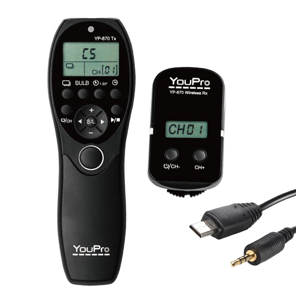 YouPro – YP-870 S2 2.4G télécommande sans fil LCD, minuterie, obturateur, transmetteur récepteur 32 canaux pour appareils photo Sony DSLR