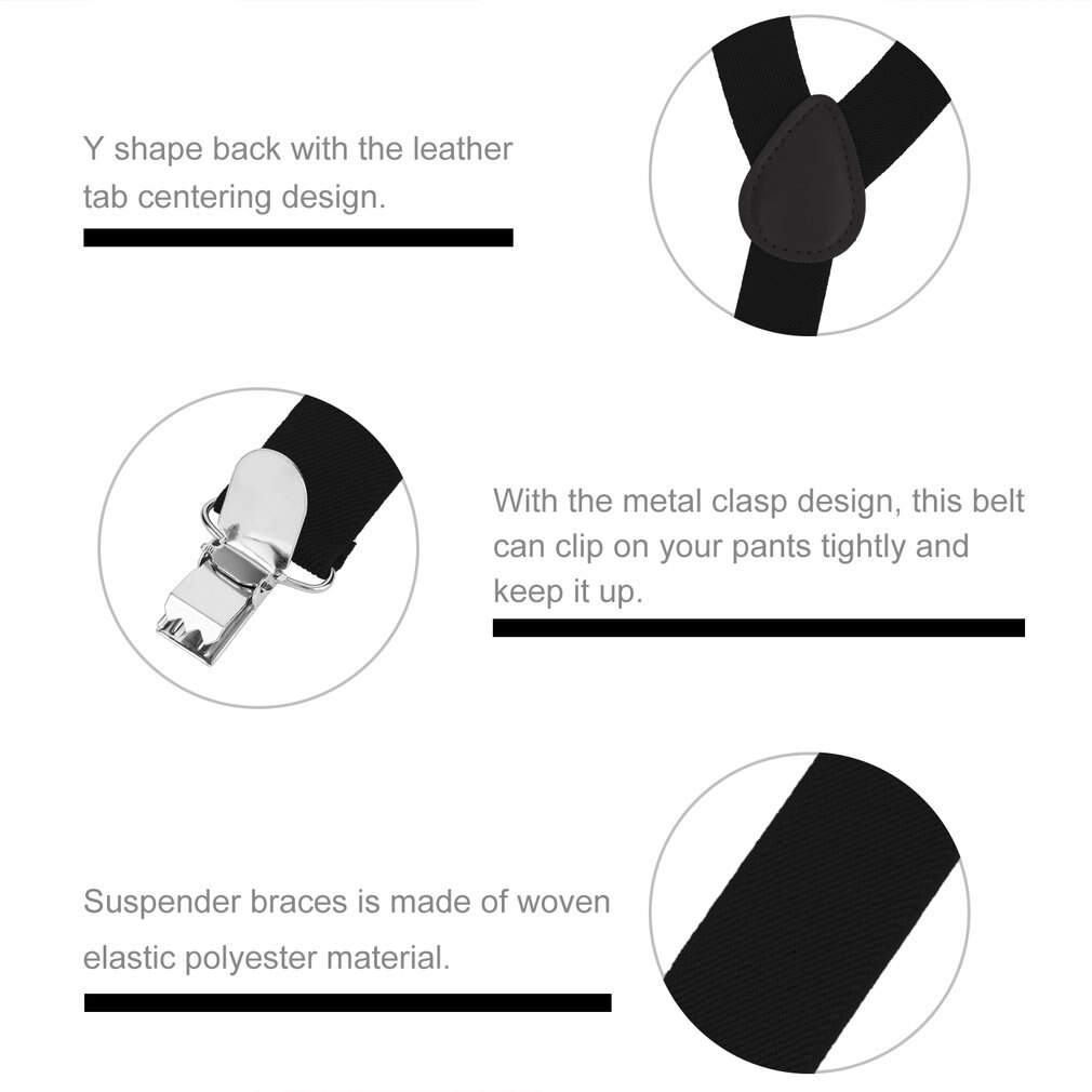 Adjustable Elasticated Adult Suspender Straps Unisex Women Men Y Shape Elastic Clip-on Suspenders 3 Clip Pants Braces