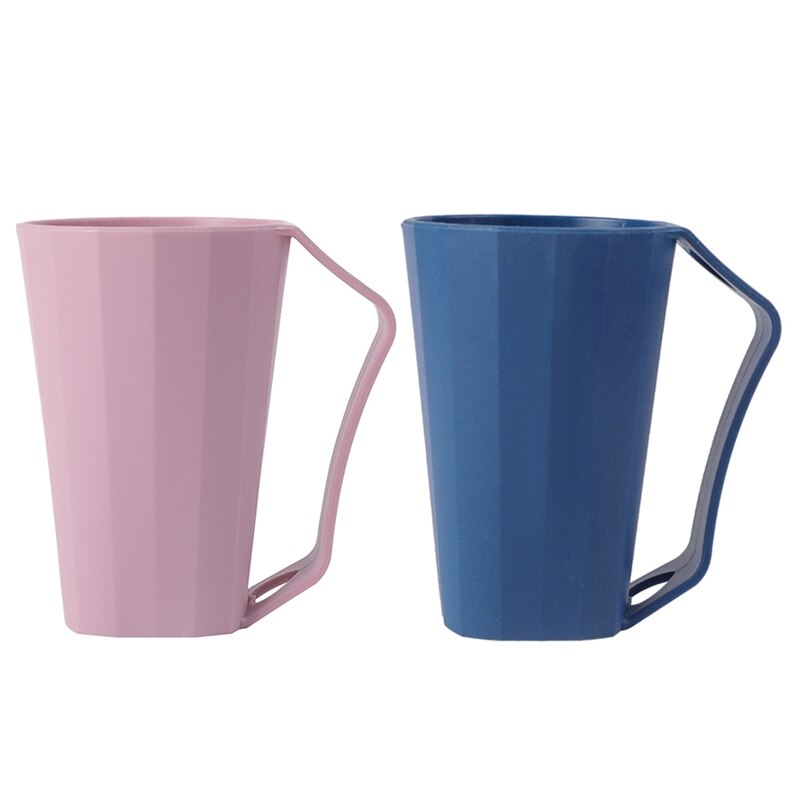 2 Stuks Van Paar Tandenborstel Cups Unbreakable Badkamer Glas Met Hartvormige Handvat Oz Badkamer Cup: Default Title