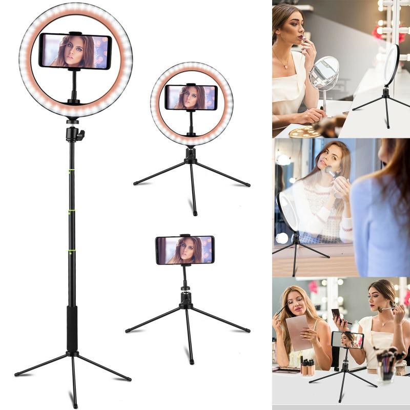 Universal 10Inch LED Ring Light With Tripod Bracket Studio Camera Photography Ring Light For Live Makeup Vlogging