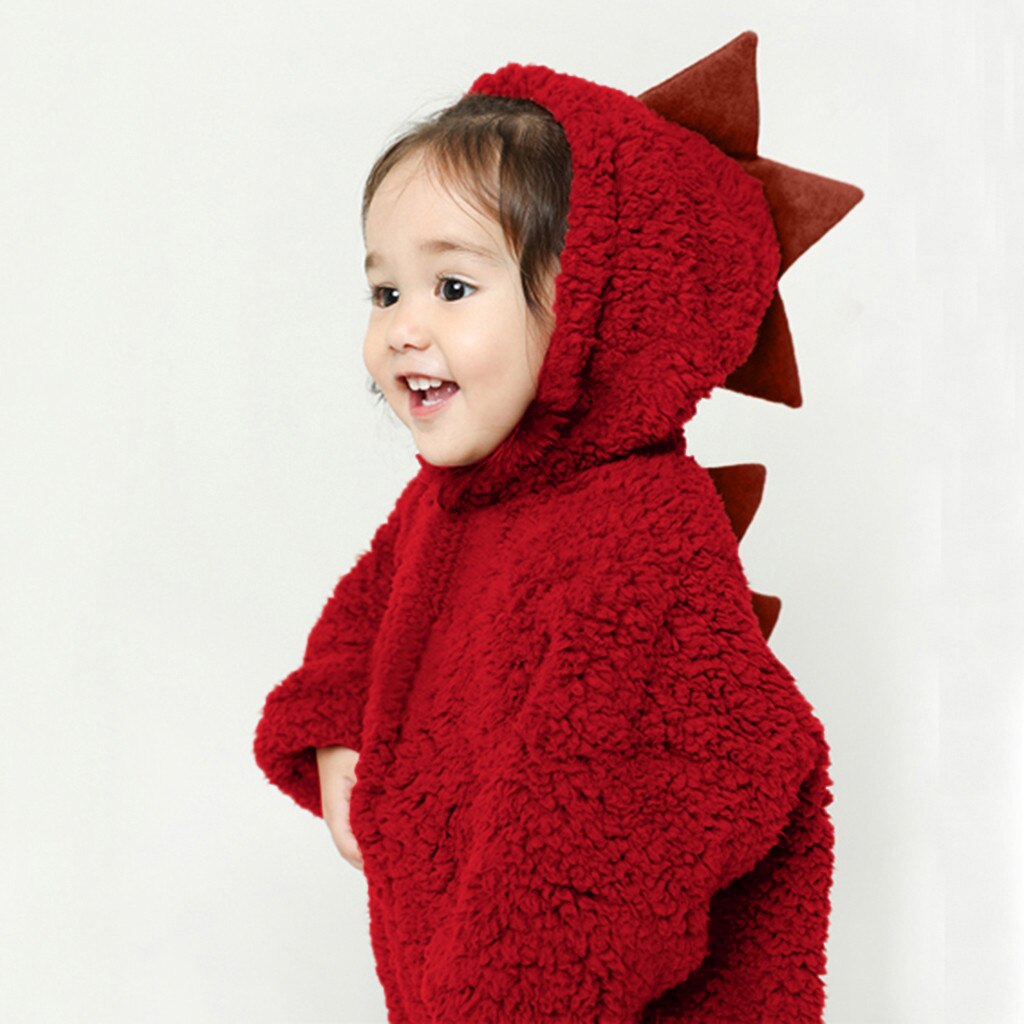0-1y infantil bebê macacão meninos meninas dos desenhos animados dinossauro com capuz crianças velo bodusuits hoodies crianças engraçado macacão roupas quentes macacão
