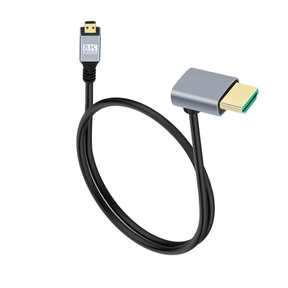 8k mikro-hd/mini-hd-kabel 90 gradere opp/ned/venstre/høyre vinkel ultratynn 3d skjermkabel til kamera bærbar pc skjerm hdtv: Himmelblå / 1.5m