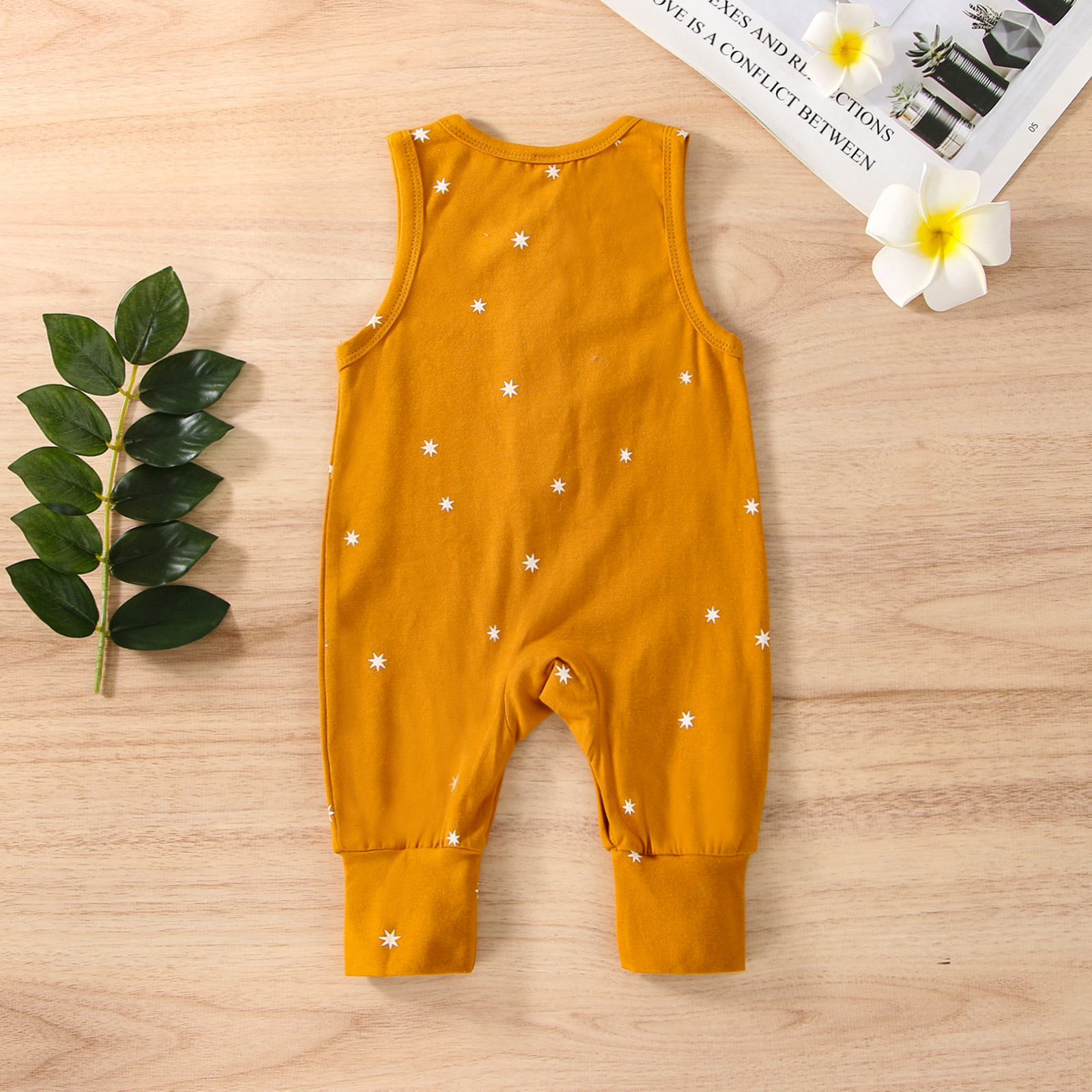 Baby-strampler für mädchen und jungen, sternenmuster, ärmelloser Overall mit rundhalsausschnitt und knöpfen, für Höhle sommer ( ab , 0-18 monaten)