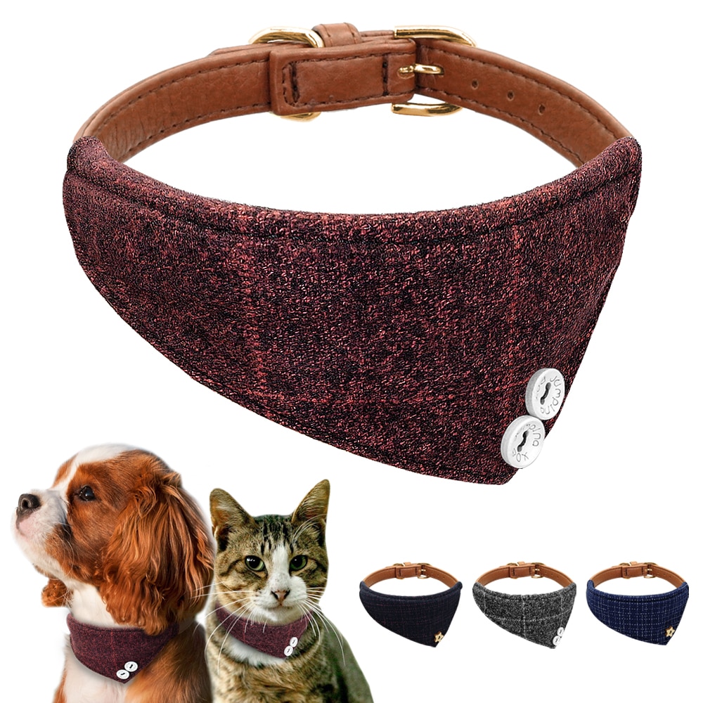 Collier Bandana chien chiot mignon | Petits chiens moyens, colliers Plaid chaton chat Scraf Bandanas en cuir rembourré, accessoires étoile chien