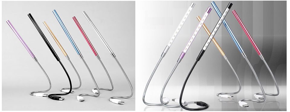 Ultra Bright Mini Flexible LED USB Book light Lamp reading lamp for Laptop Notebook PC Computer Clip-on Book Reader: 10LEDS Metal