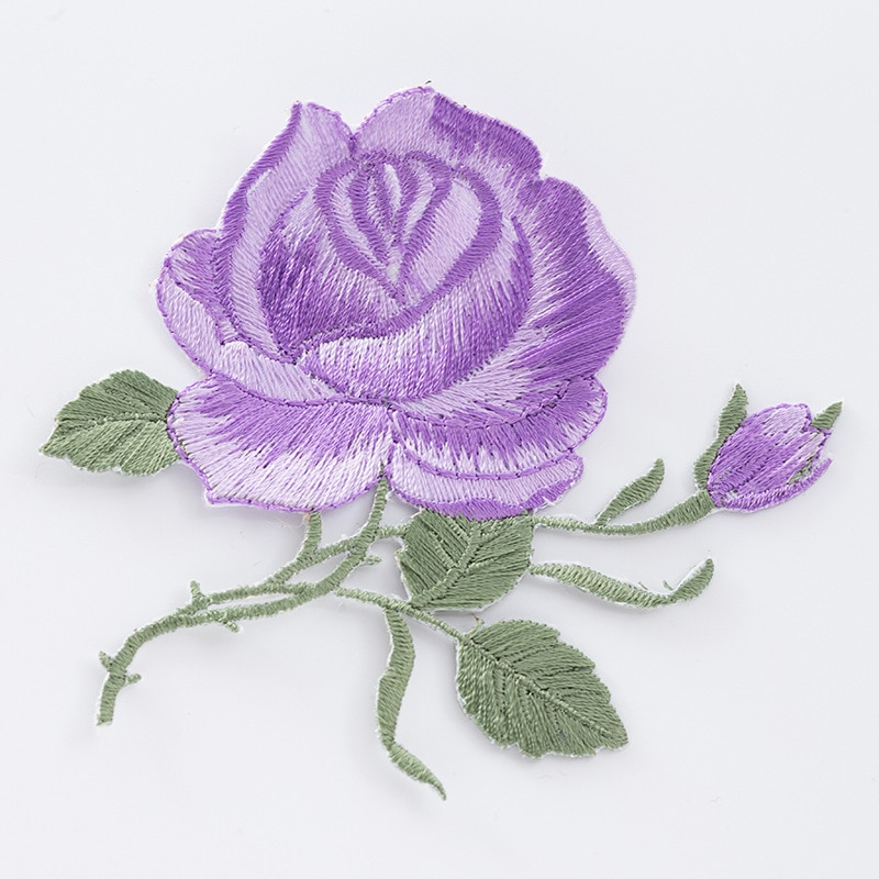1Pc Rose Bloem Bloemen Patches Voor Kleding Ijzer Op Toepassing Kleding Geborduurde Patchwork Sticker Custom Naaien Accessoires
