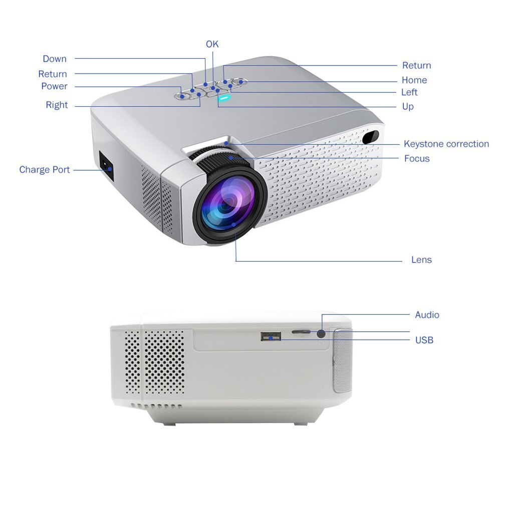 D40W Led Mini Projector Hd 1080P Video Projector Lumen Home Theater Media Player Video Beamer Proyector