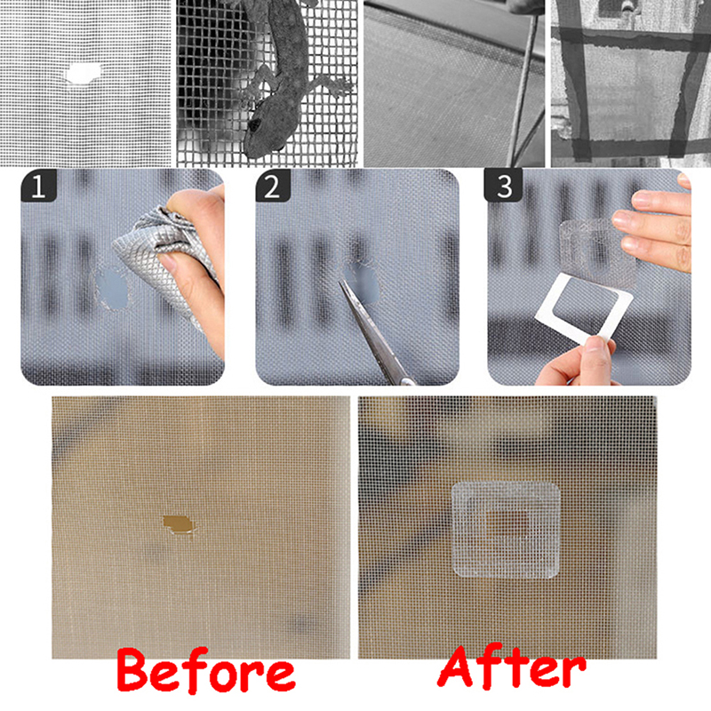 6Pcs/10pcs Adhesive Fix Net Window Home Anti Mosquito Fly Bug Insect Repair Wall Patch Broken Hole Stickers Mesh Window Screen