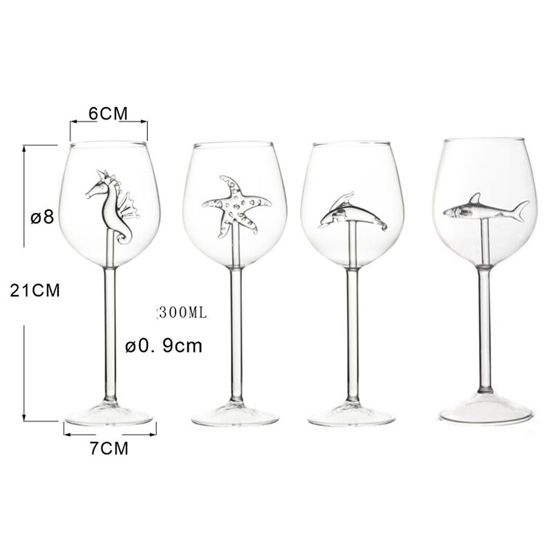 2 sztuk kreatywny szklana czara lampka robić wina whisky wino szampana stożkowe wina kieliszek robić szampana rekin/delfin/rozgwiazda/hipokamp/