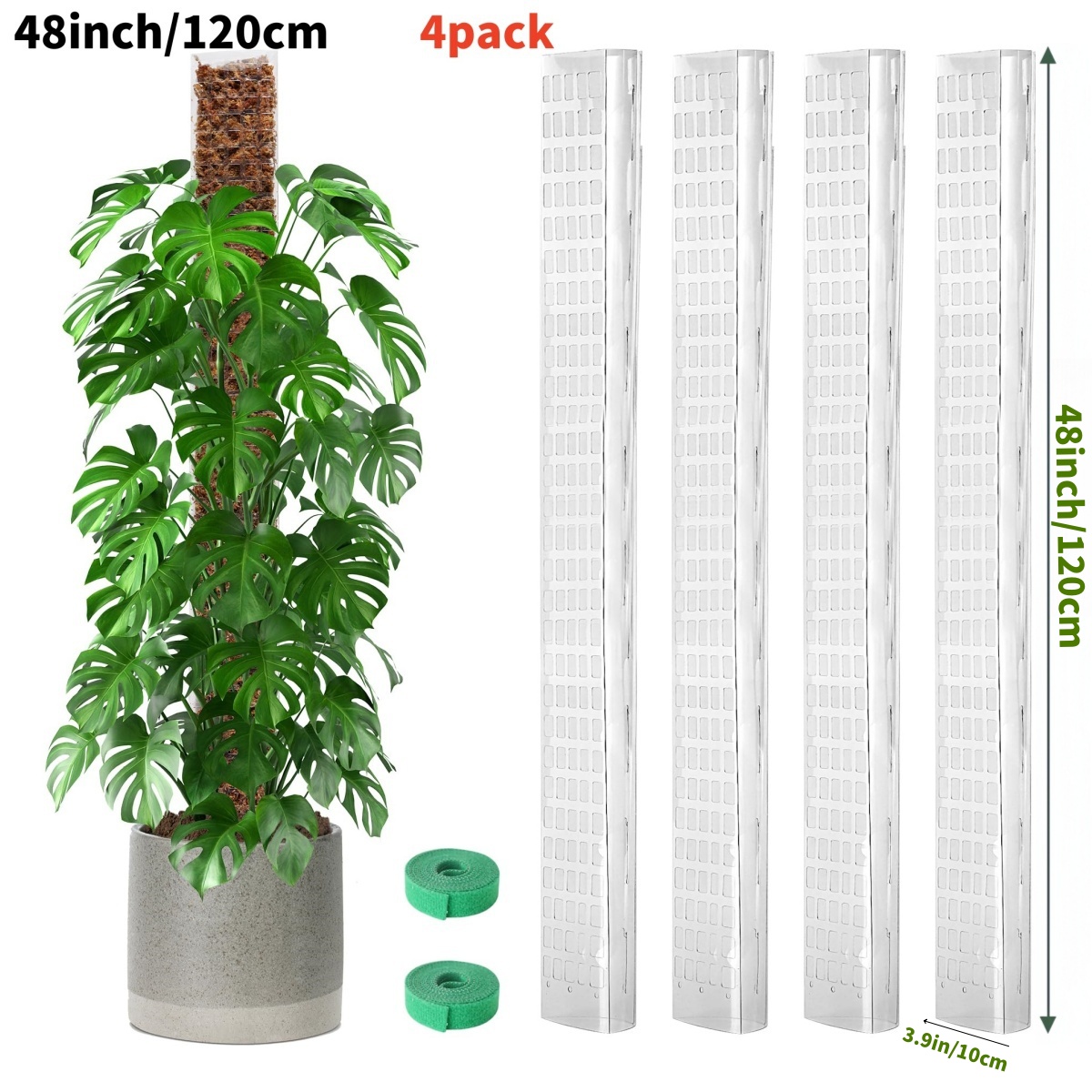 Plastic Moss Pole for Plants Monstera,24in/36in/48 inch Plant Poles for Climbing Plants Indoor Plant Support Garden Growth Stake: Orange