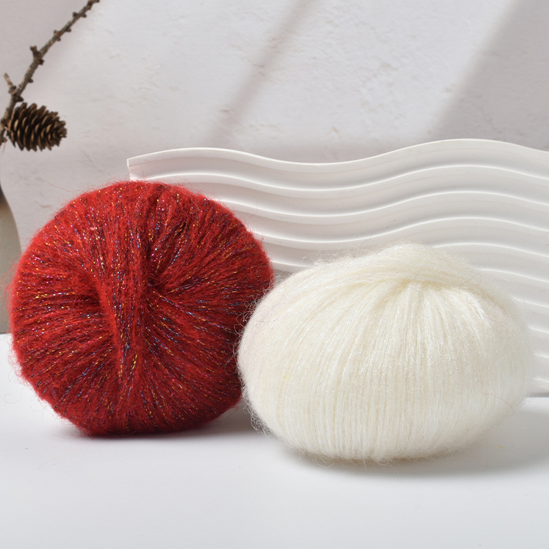 Rouleau de fil Mohair à paillettes au Crochet, 25g/rouleau, fil de laine doux et pour bébé, bricolage, tricot à la main, pull, châle, chapeau, fil de dentelle, fournitures de couture