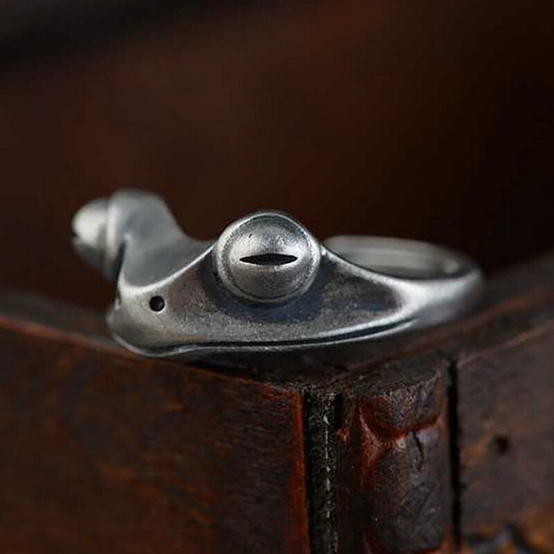 Retro Zilver Kleur Grappige Kikker Ringen Gothic Open Verstelbare Mannen Ring Mode Dier Sieraden Party Bague Femme