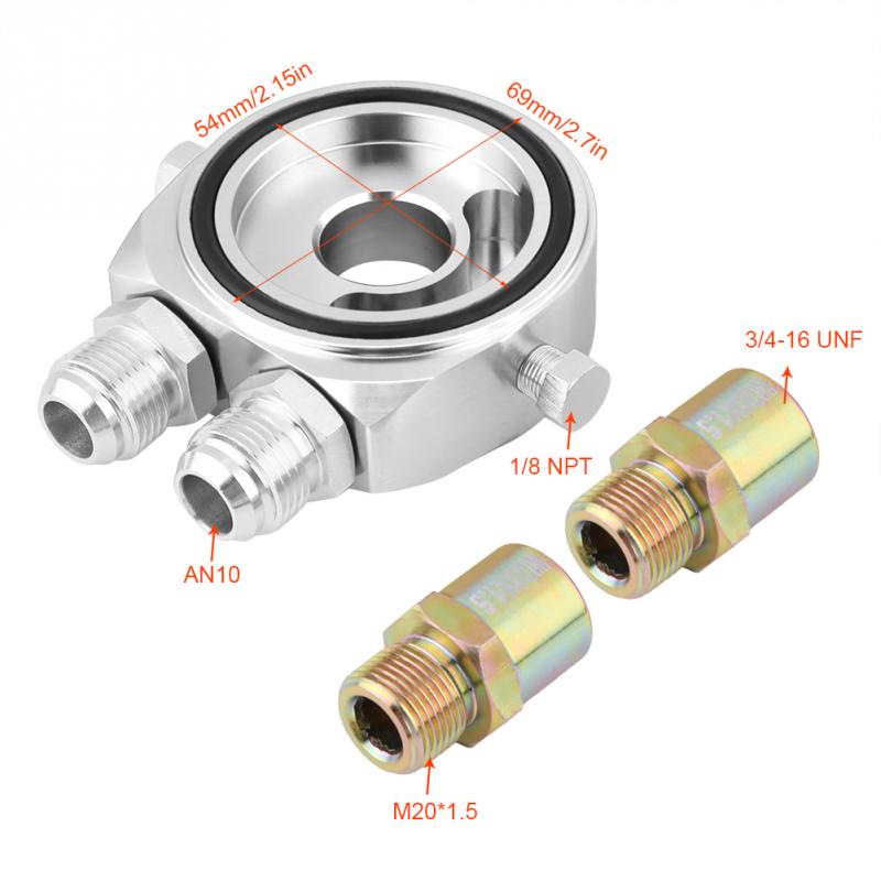 KYOSTAR M20 X 1.5 Oil Pressure Gauge Filter Sandwich Adapter Plate – 1/8 NPT Sensor Ports, Black