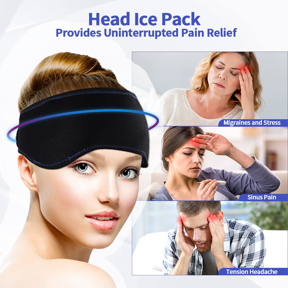 Reusable Head Ice Pack for Migraine Relief Gel Wrap Cold Compression Therapy for Toothaches Inflammation Stress Pain Reliver