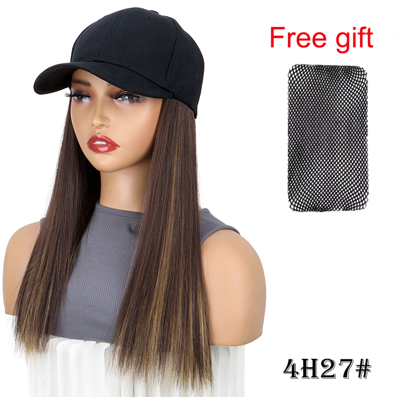 Pelucas sintéticas de 18 pulgadas de largo y recto estilo deportivo gorra de béisbol extensión de cabello cómoda ajustable para mujeres uso diario: #27
