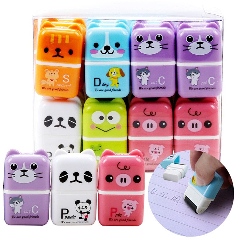 Bear Pattern Roller Eraser Cute Cartoon Rubber School Stationery Kids: Default Title