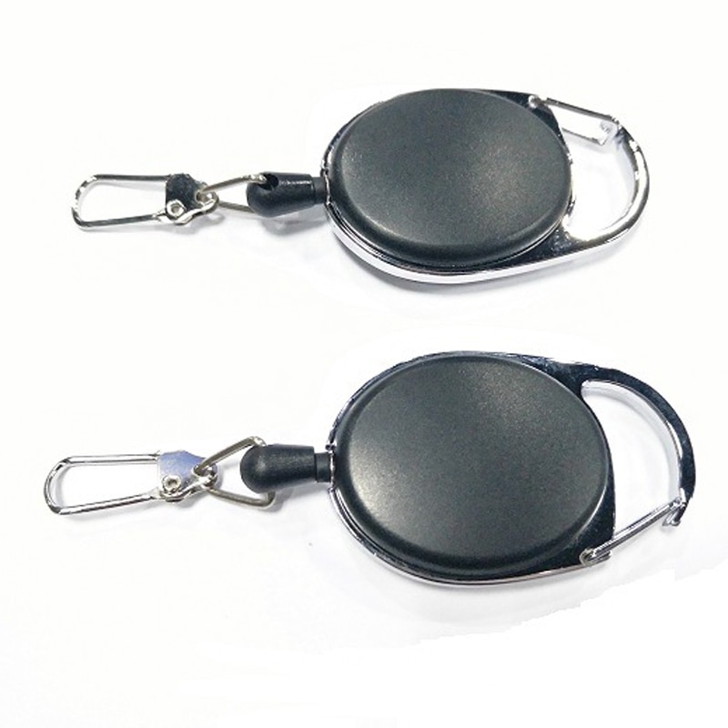 2 pcs/lot Retractable Pull Key ID Badge Lanyard Name Tag Card Holder Recoil Reel Belt Clip Metal Housing Plastic Covers