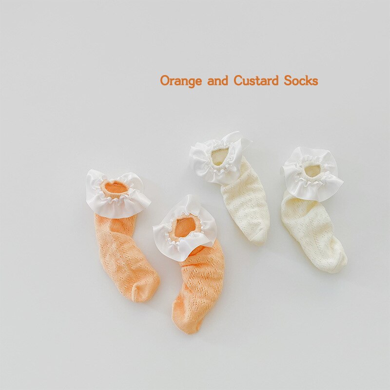 2 pairs of children&#39;s socks 2022 summer candy colored lace loop mesh socks thin cotton girls&#39; socks kids socks: 1192-A