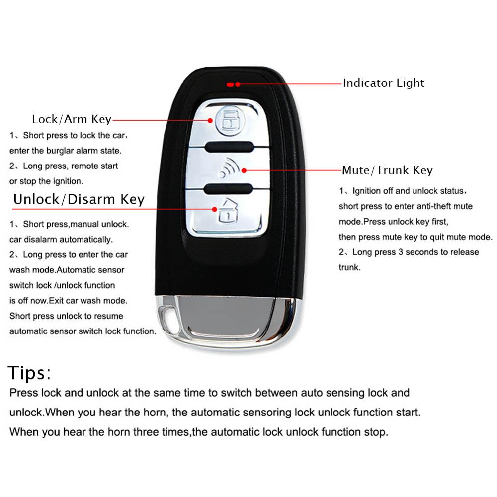 12V Universal Car Start Stop Button Engine Push Start Button Alarm Vehicle Entry System With Remote Controller CSV