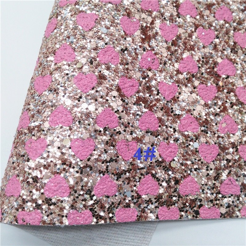 O glitterwishcome 21x29cm a4 tamanho corações imprimiu o couro grosso do brilho, vinil da tela do couro do falso para arcos, gm599b: 4