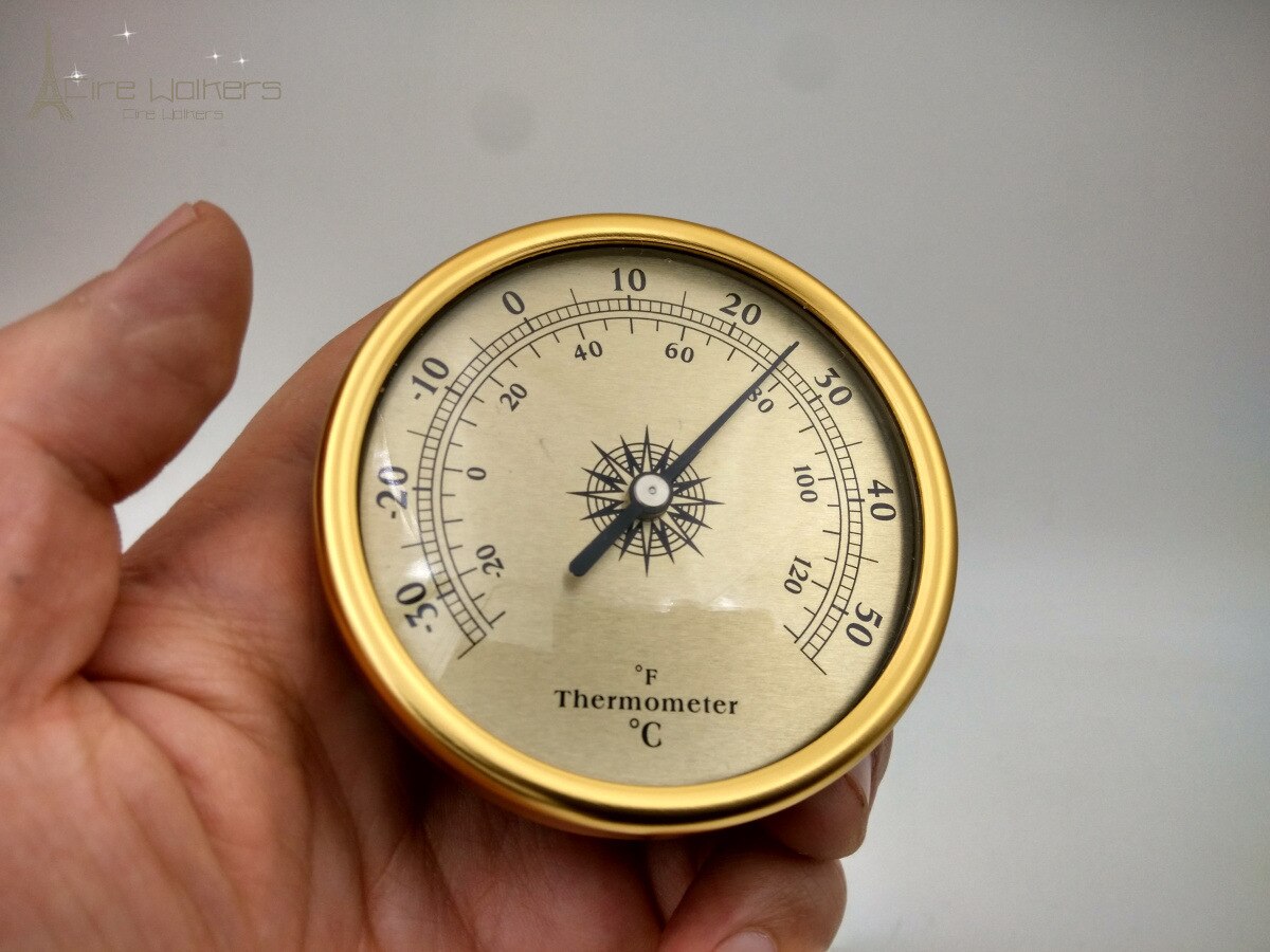 Outdoor thermometer household lead-free aluminum alloy panel, golden thermometer without battery 72mm