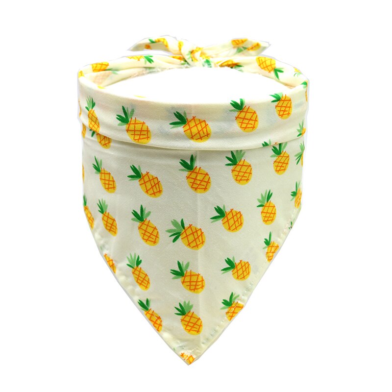 1Pc Bibs Cloth Pet Bandanas Dog Cat Neckerchief Cartoon Fruit Duckling Adjustable Cotton Saliva Triangle Scarf Summer: Pineapple / M