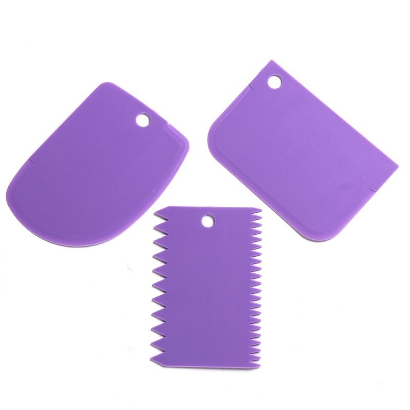 3 stuks/partij roomschraper onregelmatige tanden rand diy schraper taartdecoratie fondant gebak uitstekers bakspatels gereedschap: Paars