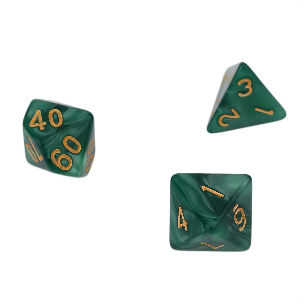 Heißer! Helle grüne Farbe 7 Pcs Set Kreative Multi-Faceted Perle Gemmed Acryl Dice16-20mm D4 D6 D8 D10 D12 D20