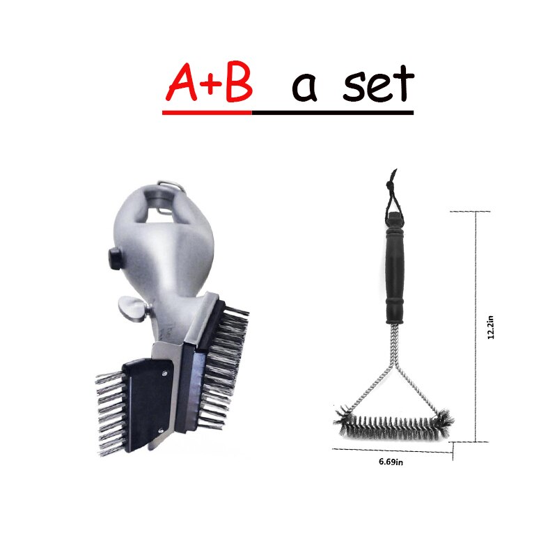 Outdoor BBQ Clean Tool Stainless Steel Barbecue Grill Cleaning Brush Wire Cleaner Accessories With Long Safe Handle Grill Brush: AB