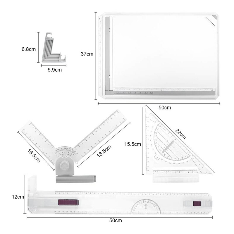A3 tegnebord tegningsbord multifunktionelt tegnebrætbord med klar regel parallel bevægelse og vinkeljusterbar måling