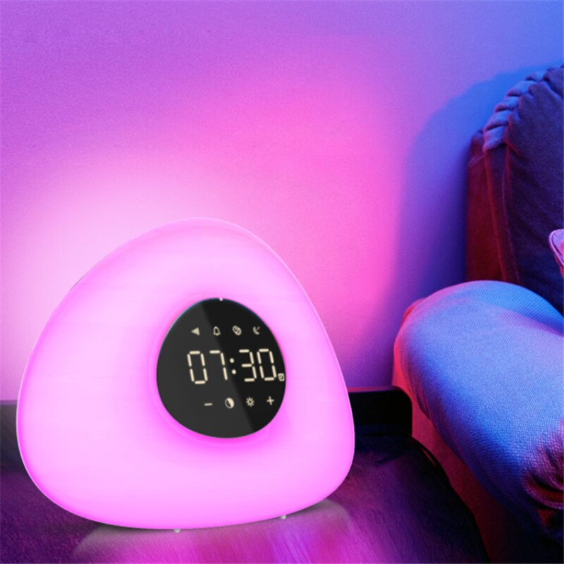 Smart Wake Up Light Alarm Clock LED Bedside Lamp Touch Control Night Light Sunrise Sunset Simulation 10Nature Sounds For Bedroom