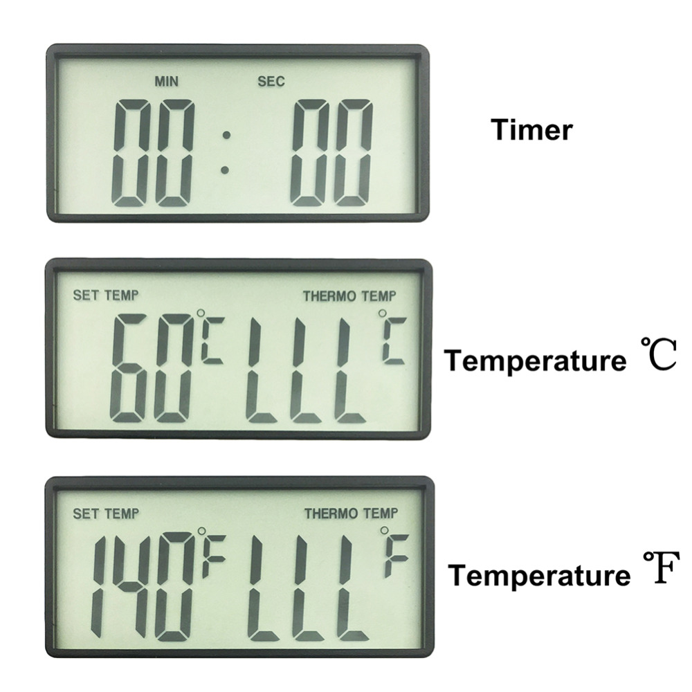 Lcd digital madlavning køkken mad kød termometer til grill ovn bbq ryger ur timer med rustfri stål sonde