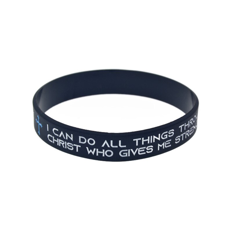 OBH 50PCS Philippians 4 13 I Can Do All Things Through Christ Who Gives Me Strength Silicone Wristband