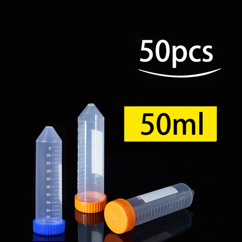 50 Stuks Plastic 50Ml Conische Bodem Centrifugebuis Met Afgestudeerd, Schroefdop Voor Laboratorium