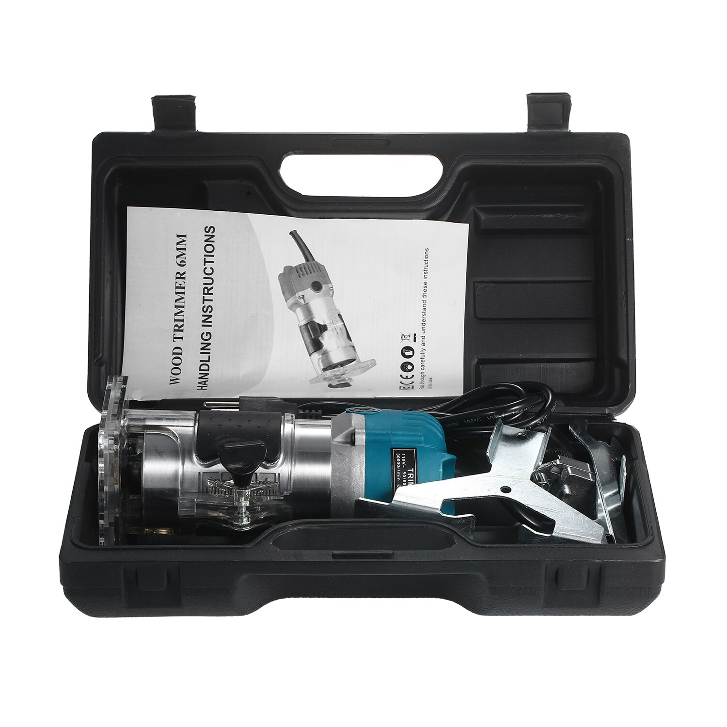 800W Hout Elektrische Trimmer 30000r/Min Hout Frezen Elektrische Trimmer Met Base Edge Gids Hout Laminaat Compact Palm router: US with Plastic Box
