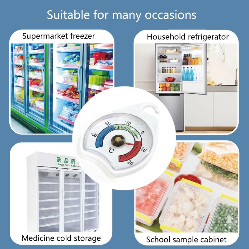 Mini Refrigerator Thermometer Digital Hook Thermometers with Red Indicator for Home Kitchen Shopping Mall Freezer Fridge