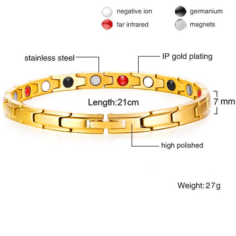 Mannen Vrouwen Rvs Gezondheid Magnetische Armbanden Power Therapie Armbanden voor Artritis Polsband Verstelbare: 13