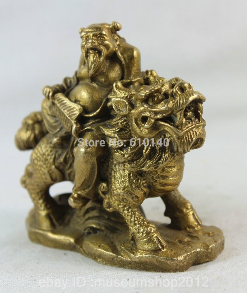 China chinese fengshui messing 8 onsterfelijken god han zhong li rit kylin standbeeld