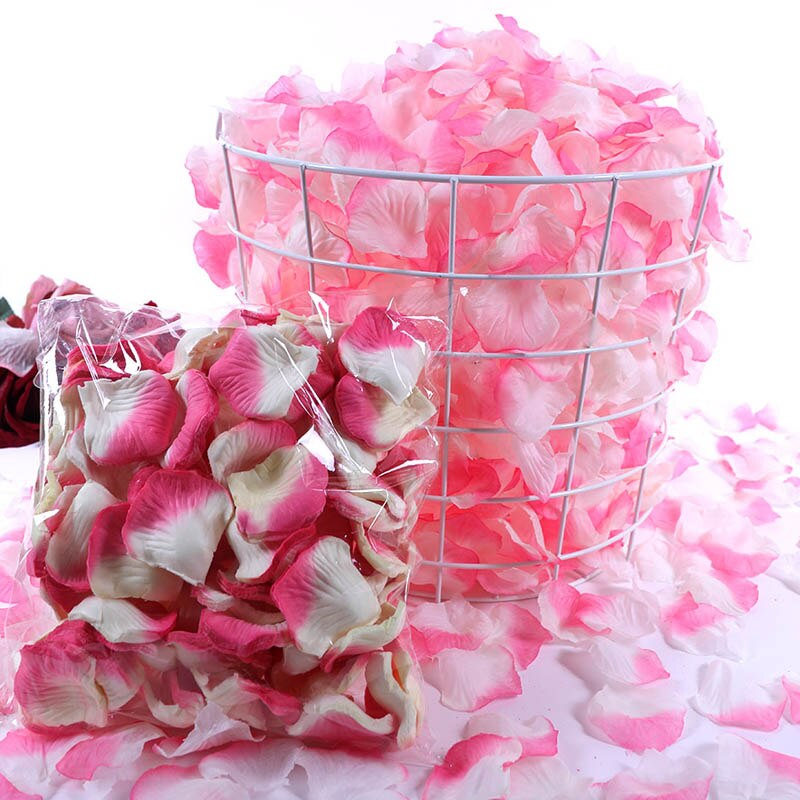 500Pcs/Lot 5*5cm Silk Rose Petals Gold Red 14 Colors Wedding Petale De Rose Mariage Romantic Artificial Rose Flower Petals: 12-Pink White
