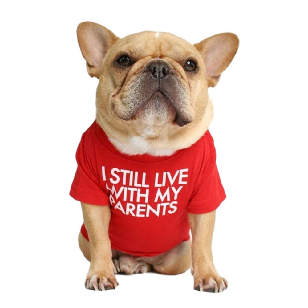 ademende zomer/lente hondenkleding zachte letters gedrukt Franse Bulldog huisdierkleding mode T-shirt voor hond