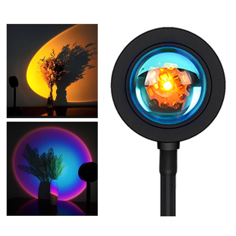 Zonsondergang Rode Led Nachtlampje Zon Projectie Usb Rainbow Projector Wanddecoratie Verlichting Bureaulamp Voor Slaapkamer Bar Koffie Winkel