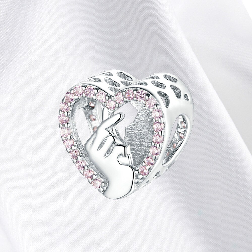 Zilver Charm Liefde U Gebaar Fonkelende Cz Charm Hart Bead Fit Originele 3Mm Armband Voor Vrouwen Sieraden