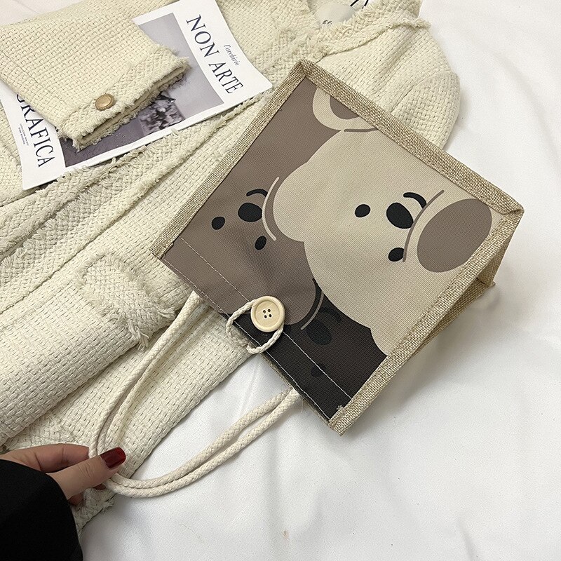 Borsa a tracolla da donna Kawaii orso borsa a tracolla con stampa su tela femminile studente di moda Shopping borsa portatile borsa da donna regali per ragazze: 3