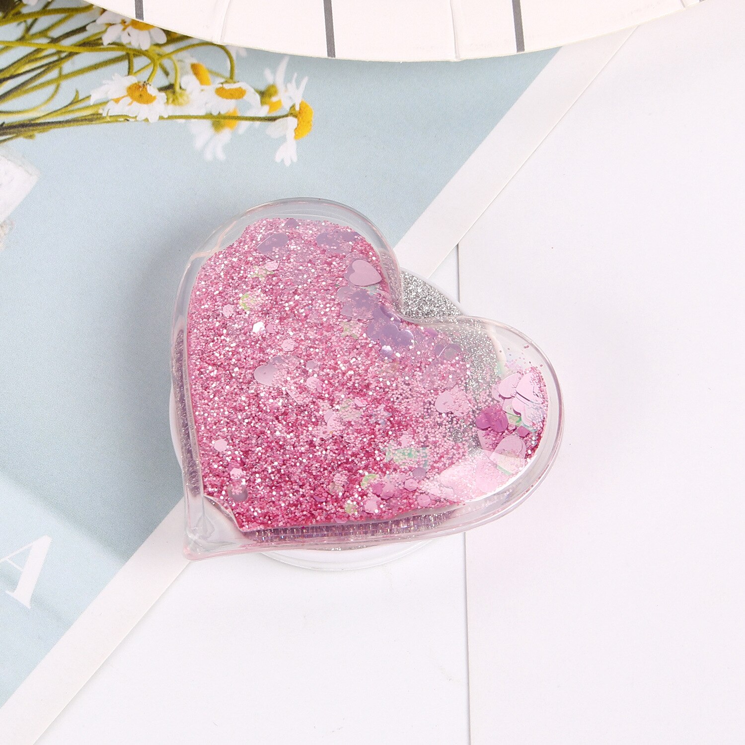 universal heart-shaped glitter mobile phone finger ring holder handle airbag holder accessories iPhone