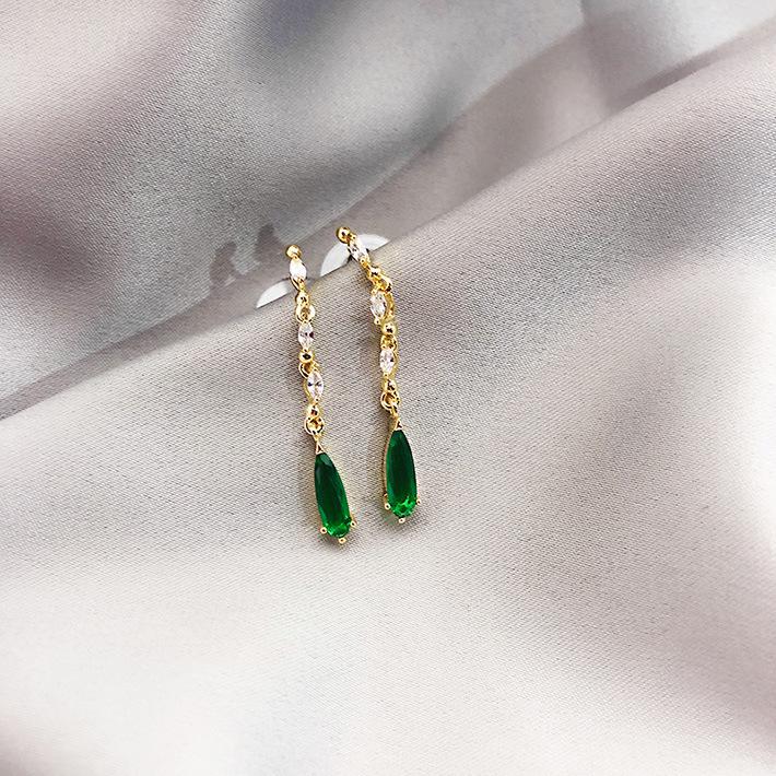 contracted exquisite crystal Water shape Style long Women temperament earrings: Default Title