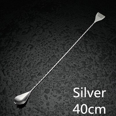 40cm Stainless Steel Cocktail Bar Spoon Japanese Style Best Bartender Bar With Strainer Tail Silver Copper Gold Barware: Silver 40cm