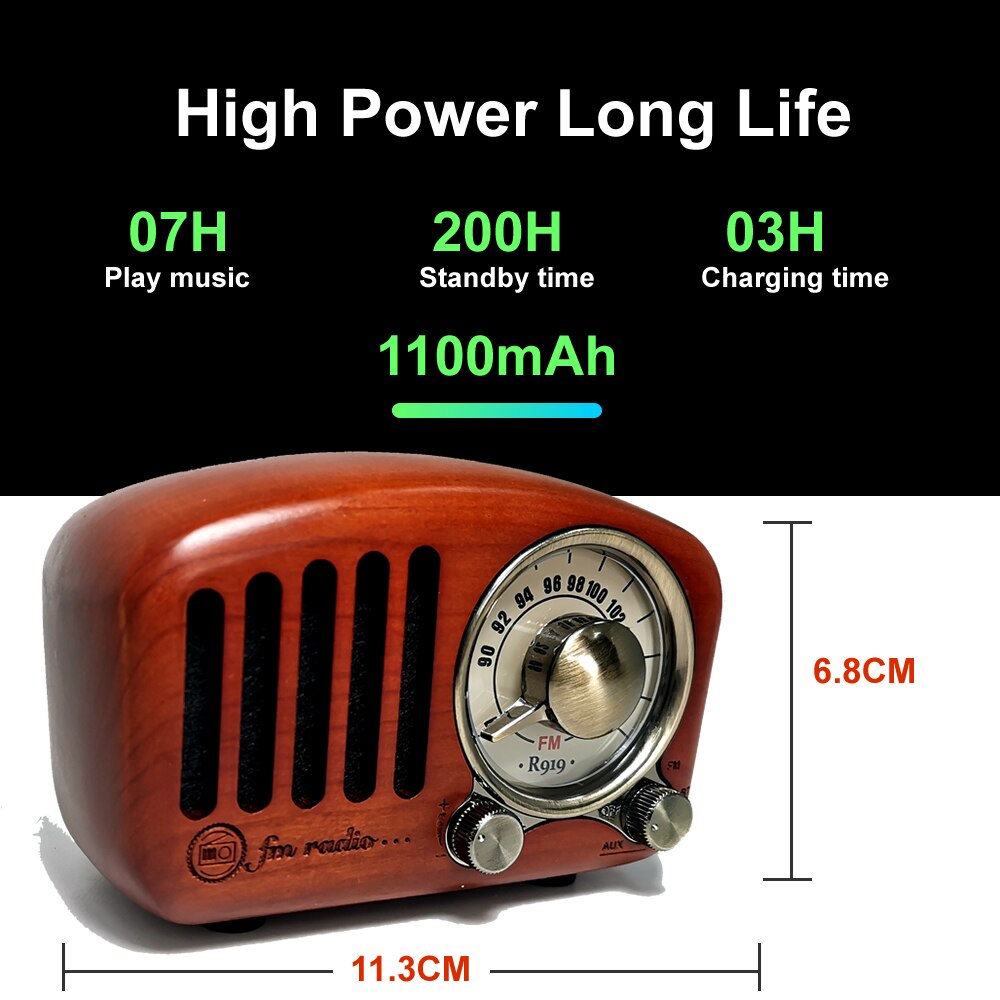 R919 FM Speakers Radio Wood Music Box Portable Crafts Subwoofer Solid For Home Outdoor Mini Wooden Indoor Old Time Player