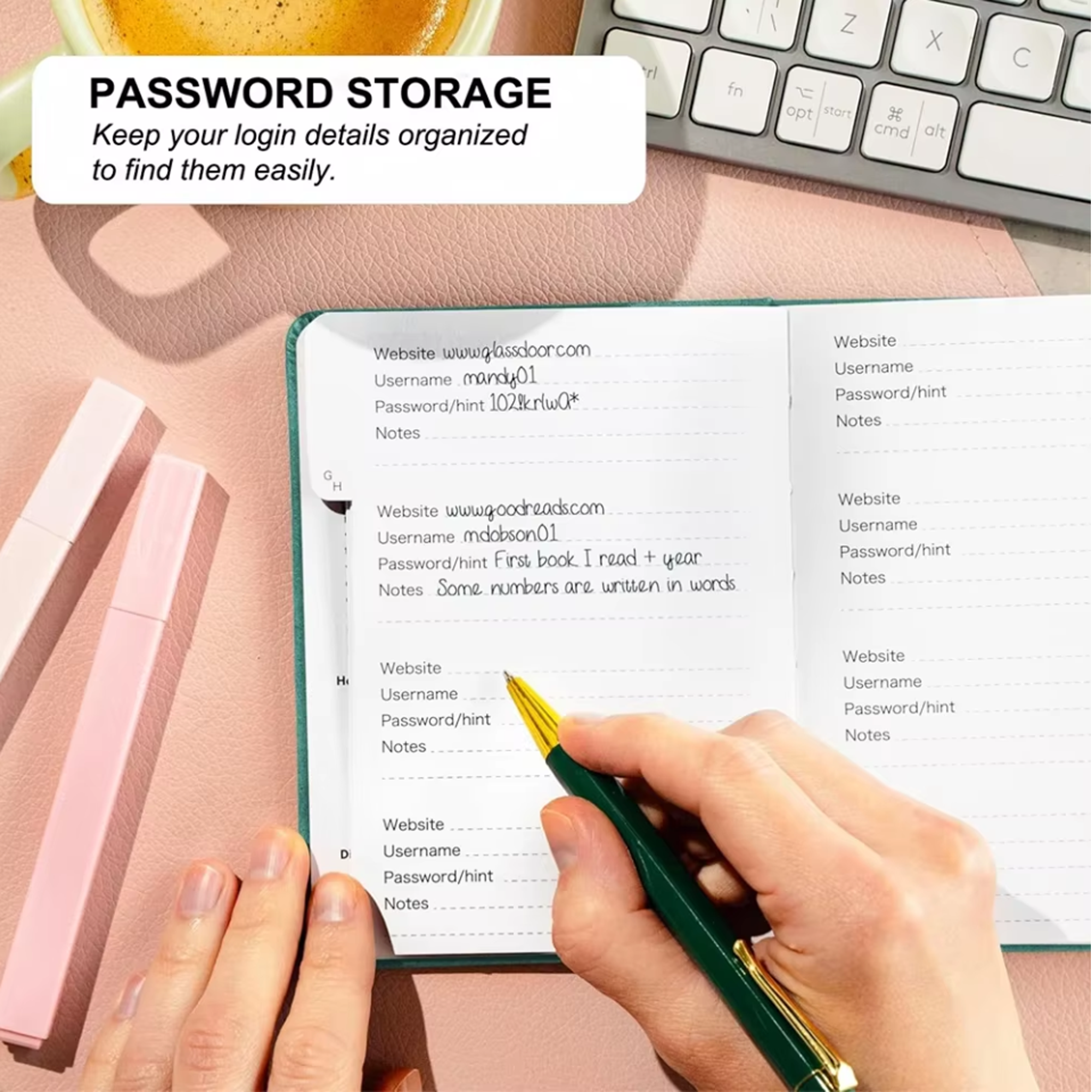 Password Book with Alphabetical tabs,Internet Address Organizer, Logbook Password Keeper for Website Logins, Book Keeper
