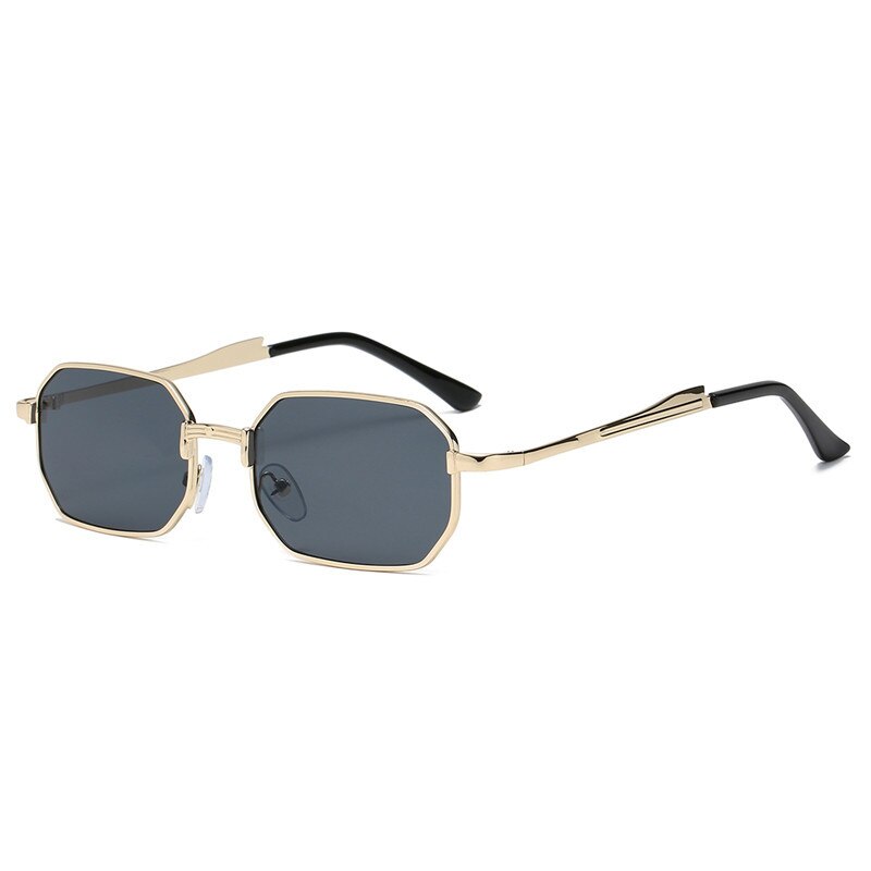 Gafas de sol estrechas para hombre, lentes de sol rectangulares a la para mujer, de metal, de de lujo, clásicas, UV400,: Azul
